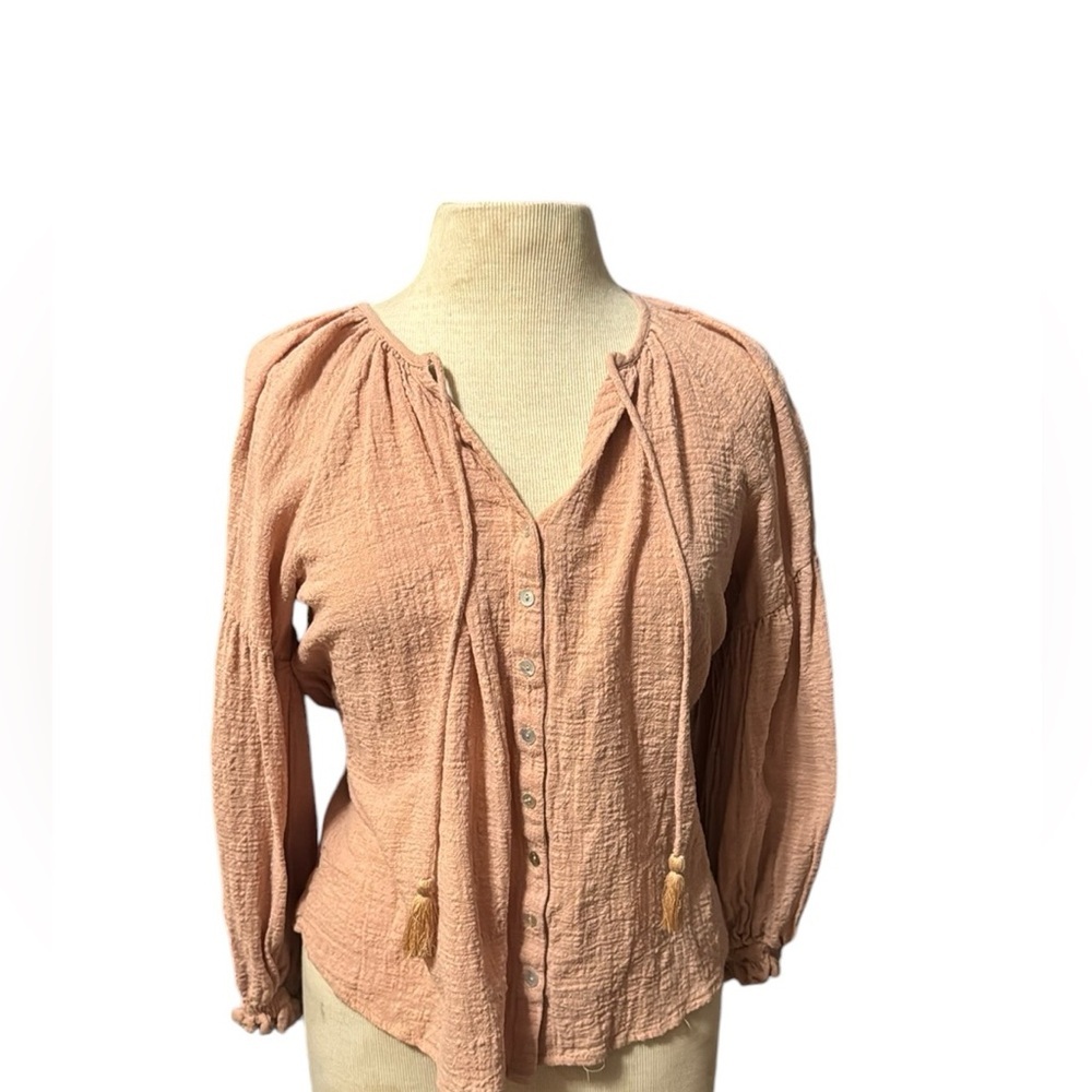 Olivaceous Blush Textured Blouse